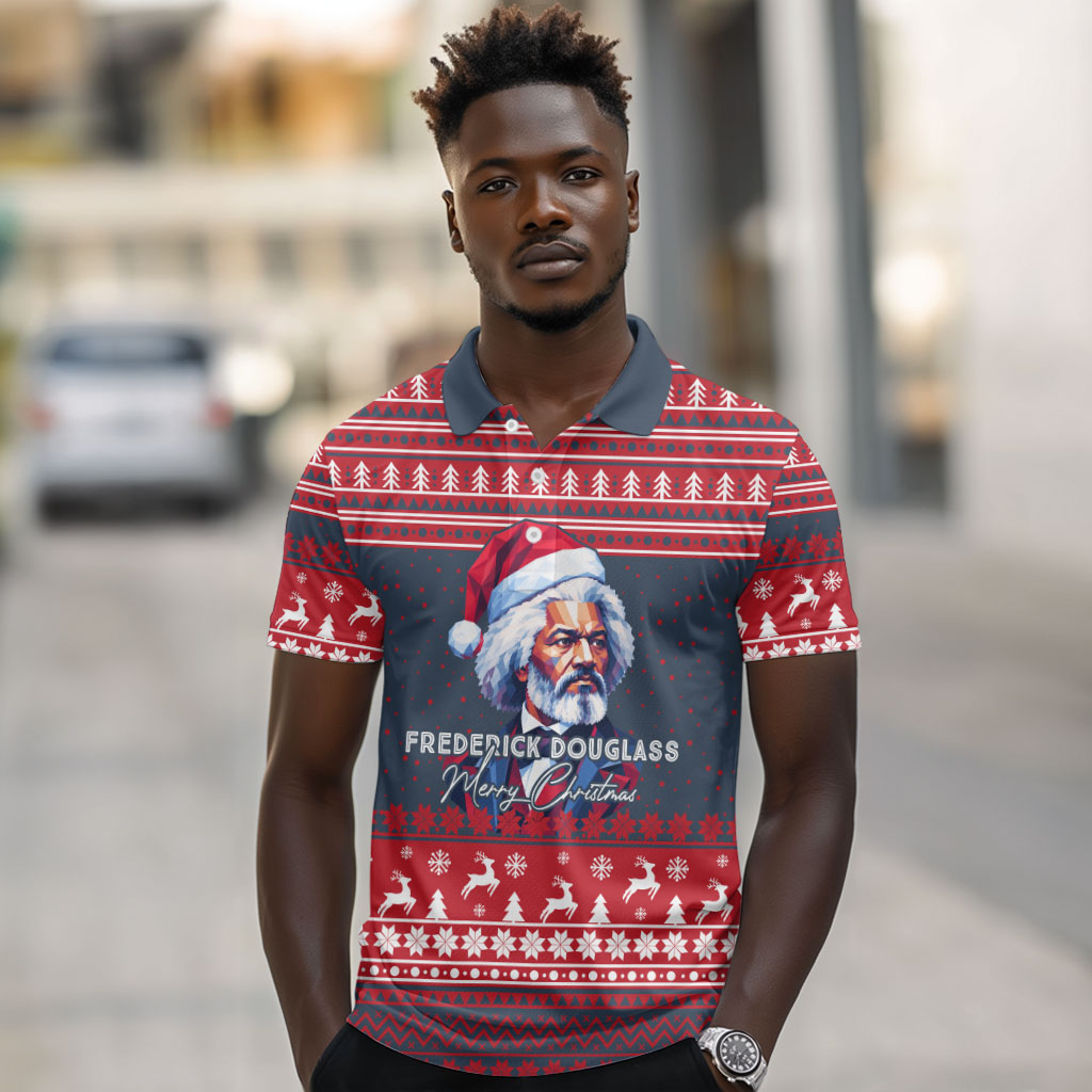 Frederick Douglass Christmas Polo Shirt Power Concedes Nothing Quote Ugly Sweater Knitted Pattern