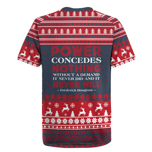Frederick Douglass Christmas Rugby Jersey Power Concedes Nothing Quote Ugly Sweater Knitted Pattern