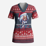 Frederick Douglass Christmas Scrub Top Power Concedes Nothing Quote Ugly Sweater Knitted Pattern