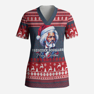Frederick Douglass Christmas Scrub Top Power Concedes Nothing Quote Ugly Sweater Knitted Pattern