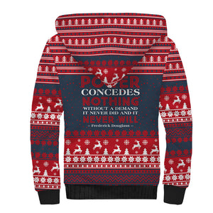 Frederick Douglass Christmas Sherpa Hoodie Power Concedes Nothing Quote Ugly Sweater Knitted Pattern