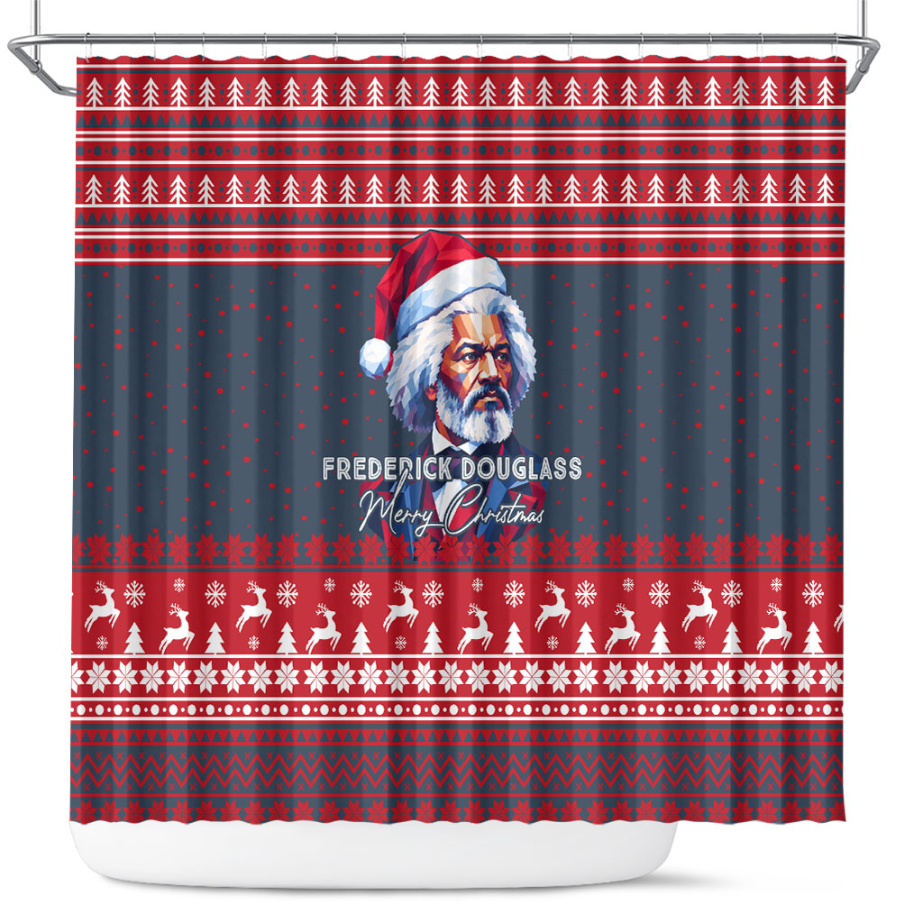 Frederick Douglass Christmas Shower Curtain Power Concedes Nothing Quote Ugly Sweater Knitted Pattern