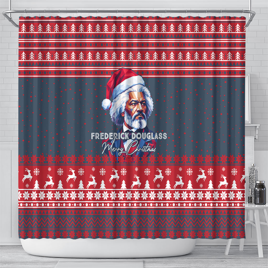 Frederick Douglass Christmas Shower Curtain Power Concedes Nothing Quote Ugly Sweater Knitted Pattern