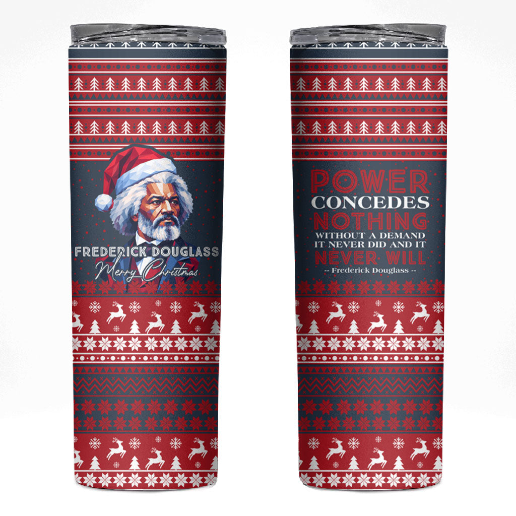 Frederick Douglass Christmas Skinny Tumbler Power Concedes Nothing Quote Ugly Sweater Knitted Pattern