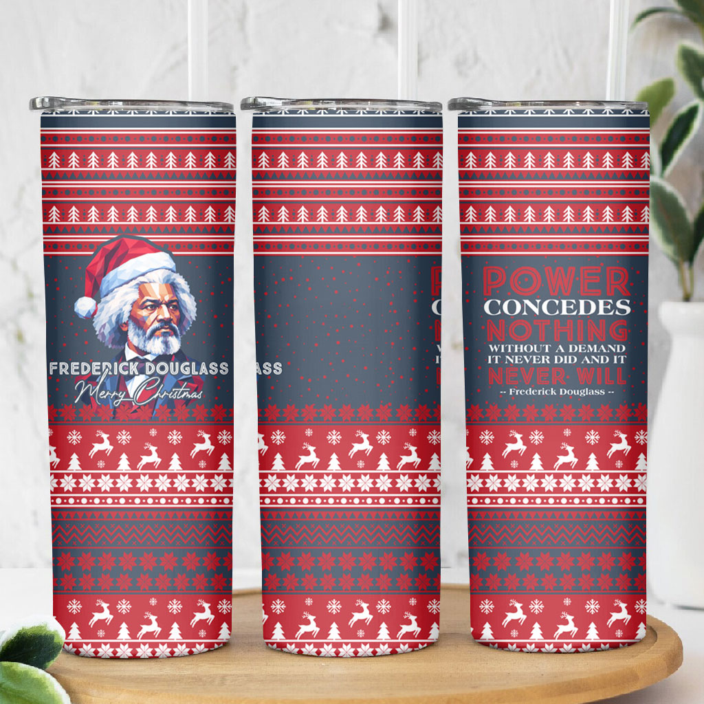 Frederick Douglass Christmas Skinny Tumbler Power Concedes Nothing Quote Ugly Sweater Knitted Pattern