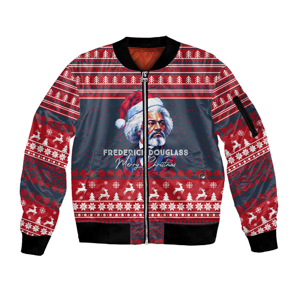 Frederick Douglass Christmas Sleeve Zip Bomber Jacket Power Concedes Nothing Quote Ugly Sweater Knitted Pattern
