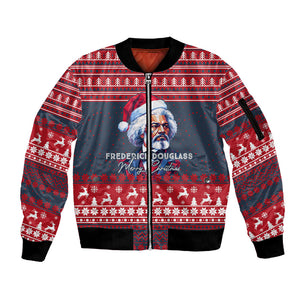 Frederick Douglass Christmas Sleeve Zip Bomber Jacket Power Concedes Nothing Quote Ugly Sweater Knitted Pattern