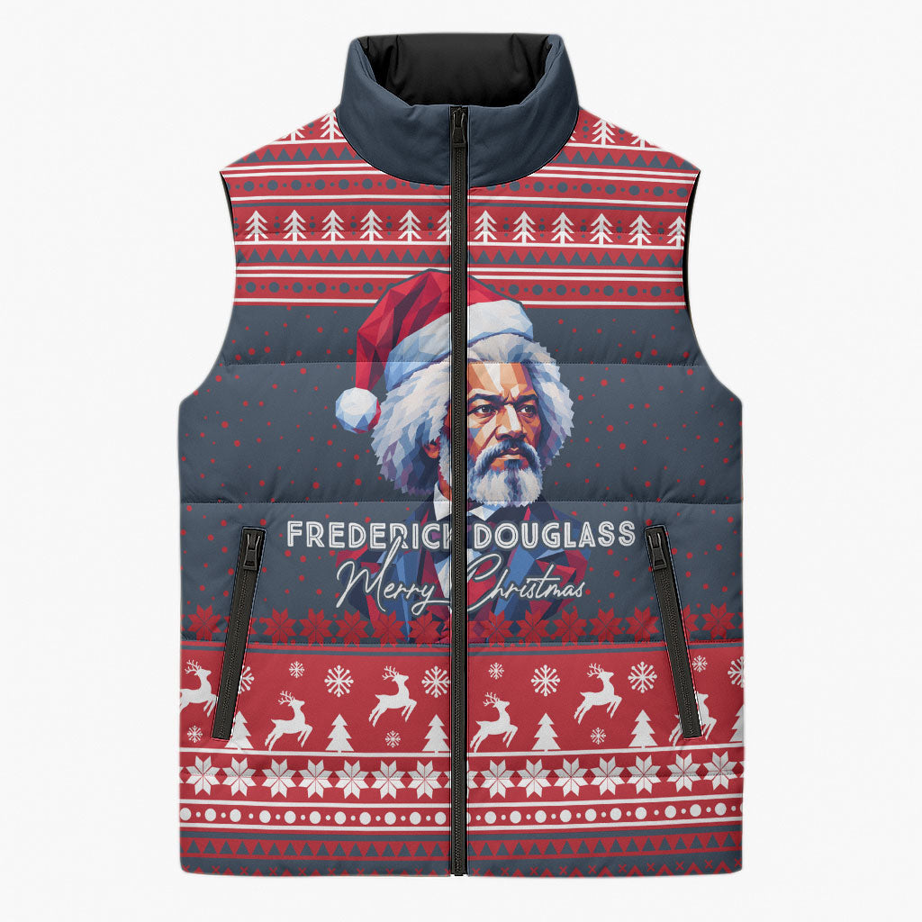 Frederick Douglass Christmas Sleeveless Puffer Jacket Power Concedes Nothing Quote Ugly Sweater Knitted Pattern