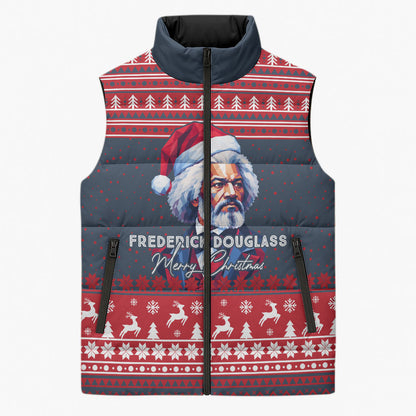Frederick Douglass Christmas Sleeveless Puffer Jacket Power Concedes Nothing Quote Ugly Sweater Knitted Pattern