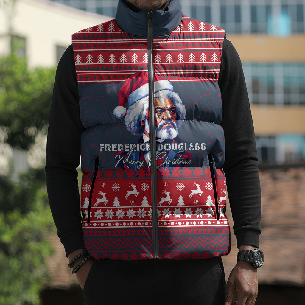 Frederick Douglass Christmas Sleeveless Puffer Jacket Power Concedes Nothing Quote Ugly Sweater Knitted Pattern