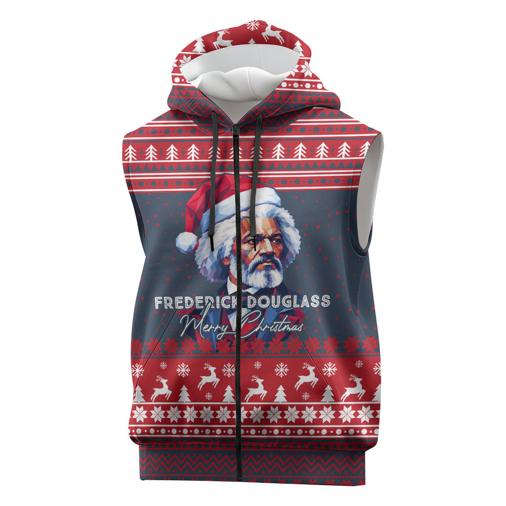 Frederick Douglass Christmas Sleeveless Zip Hoodie Power Concedes Nothing Quote Ugly Sweater Knitted Pattern