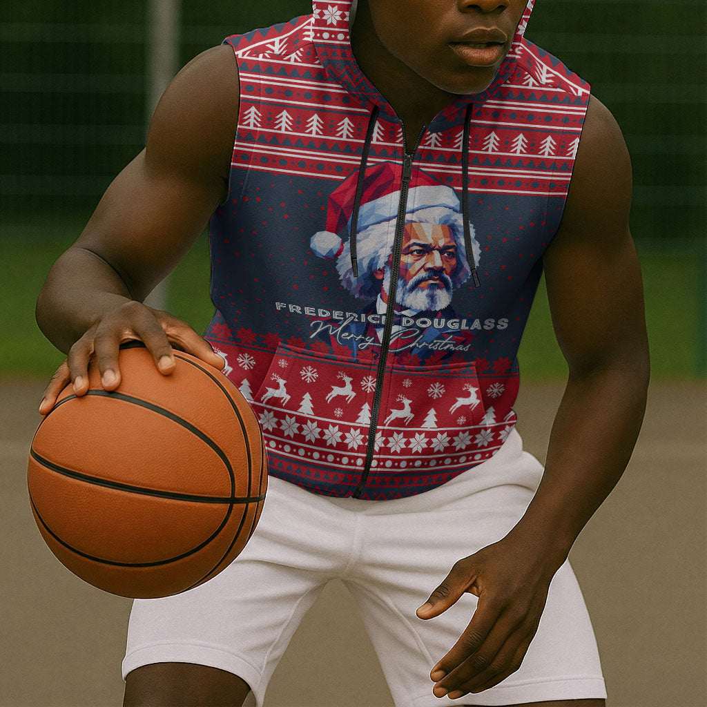 Frederick Douglass Christmas Sleeveless Zip Hoodie Power Concedes Nothing Quote Ugly Sweater Knitted Pattern