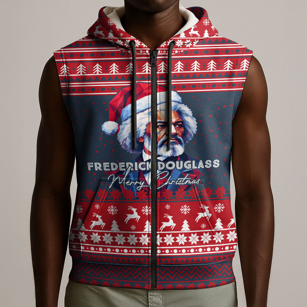 Frederick Douglass Christmas Sleeveless Zip Hoodie Power Concedes Nothing Quote Ugly Sweater Knitted Pattern
