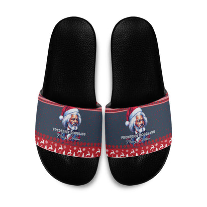 Frederick Douglass Christmas Slide Sandals Power Concedes Nothing Quote Ugly Sweater Knitted Pattern