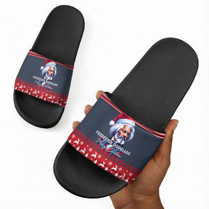 Frederick Douglass Christmas Slide Sandals Power Concedes Nothing Quote Ugly Sweater Knitted Pattern