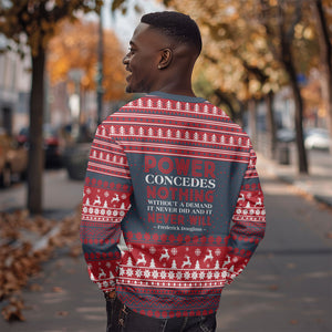 Frederick Douglass Christmas Sweatshirt Power Concedes Nothing Quote Ugly Sweater Knitted Pattern