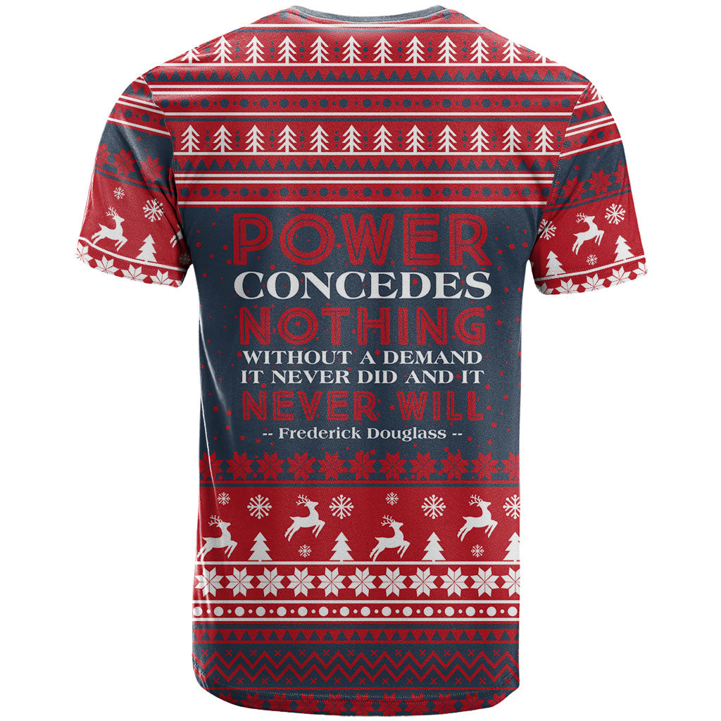 Frederick Douglass Christmas T shirt Power Concedes Nothing Quote Ugly Sweater Knitted Pattern