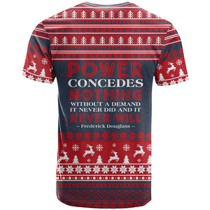 Frederick Douglass Christmas T shirt Power Concedes Nothing Quote Ugly Sweater Knitted Pattern