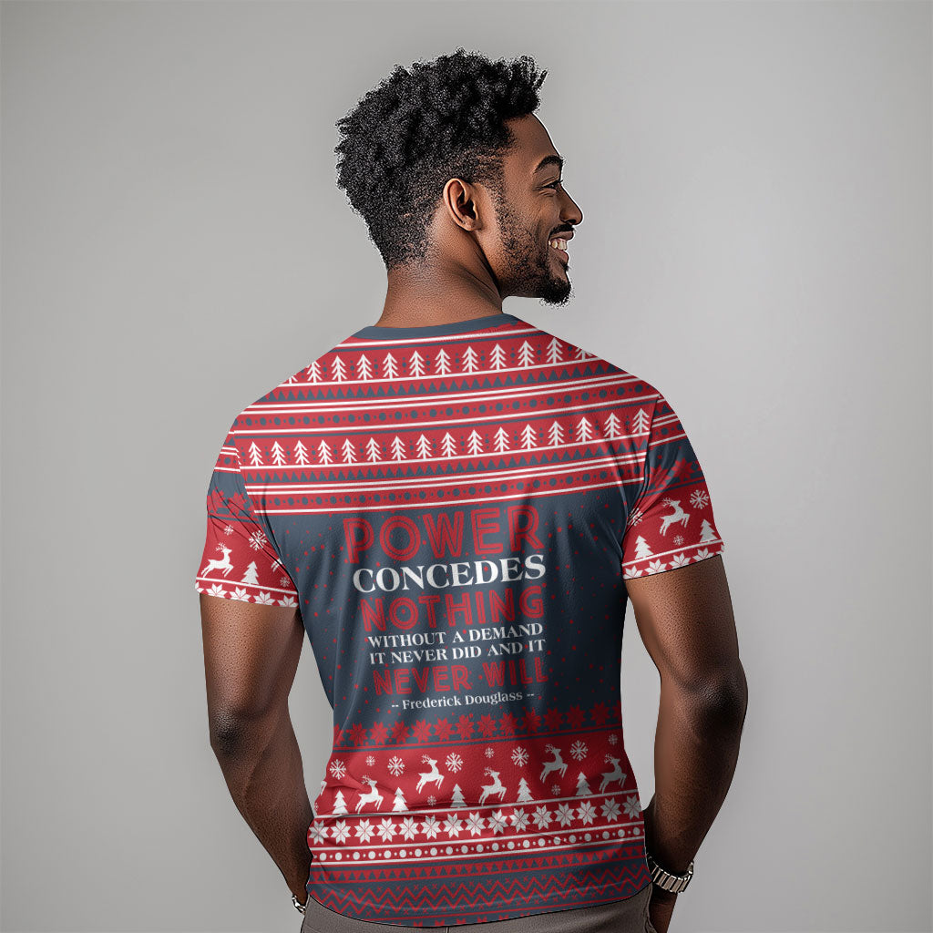Frederick Douglass Christmas T shirt Power Concedes Nothing Quote Ugly Sweater Knitted Pattern