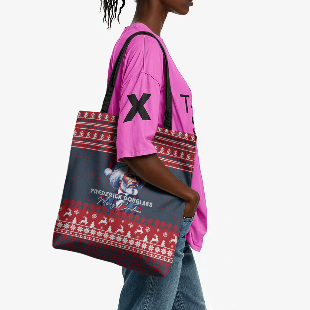 Frederick Douglass Christmas Tote Bag Power Concedes Nothing Quote Ugly Sweater Knitted Pattern