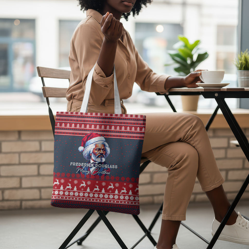 Frederick Douglass Christmas Tote Bag Power Concedes Nothing Quote Ugly Sweater Knitted Pattern