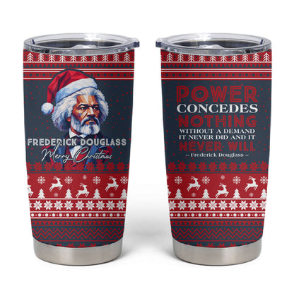 Frederick Douglass Christmas Tumbler Cup Power Concedes Nothing Quote Ugly Sweater Knitted Pattern