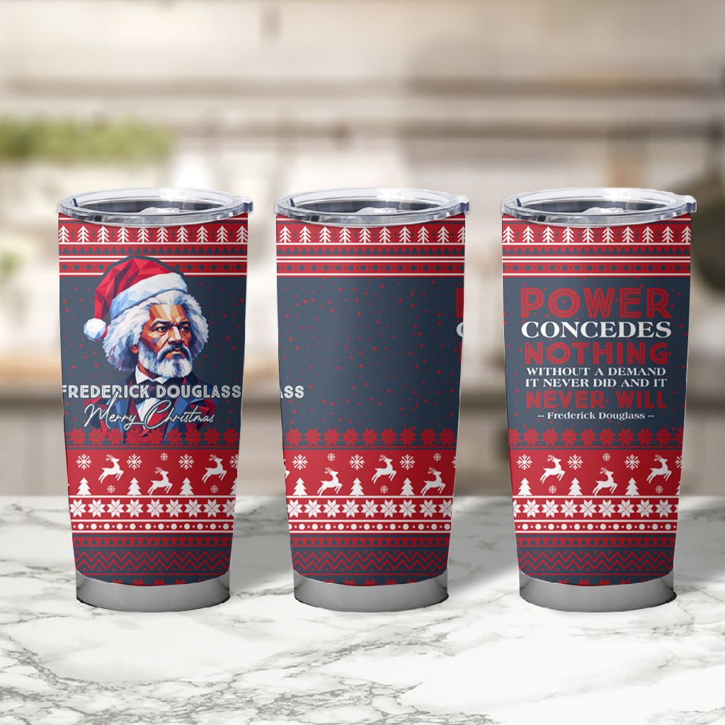 Frederick Douglass Christmas Tumbler Cup Power Concedes Nothing Quote Ugly Sweater Knitted Pattern