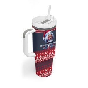 Frederick Douglass Christmas Tumbler With Handle Power Concedes Nothing Quote Ugly Sweater Knitted Pattern