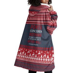 Frederick Douglass Christmas Wearable Blanket Hoodie Power Concedes Nothing Quote Ugly Sweater Knitted Pattern