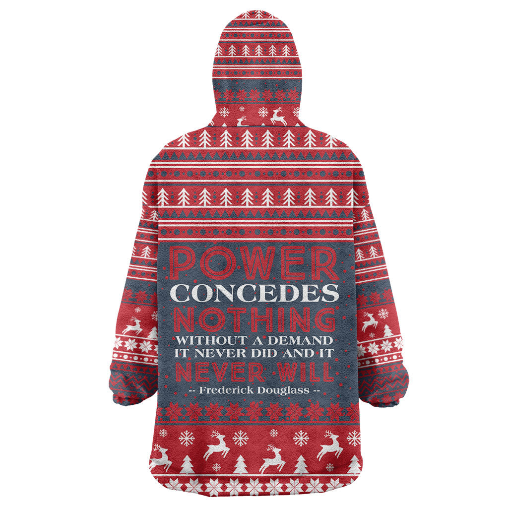 Frederick Douglass Christmas Wearable Blanket Hoodie Power Concedes Nothing Quote Ugly Sweater Knitted Pattern