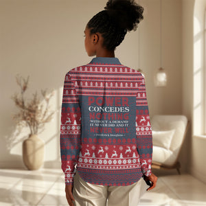 Frederick Douglass Christmas Women Casual Shirt Power Concedes Nothing Quote Ugly Sweater Knitted Pattern