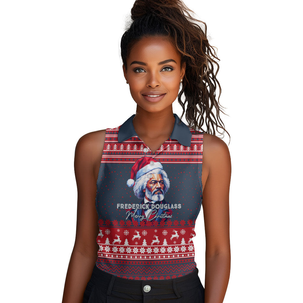 Frederick Douglass Christmas Women Sleeveless Polo Shirt Power Concedes Nothing Quote Ugly Sweater Knitted Pattern