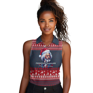 Frederick Douglass Christmas Women Sleeveless Polo Shirt Power Concedes Nothing Quote Ugly Sweater Knitted Pattern