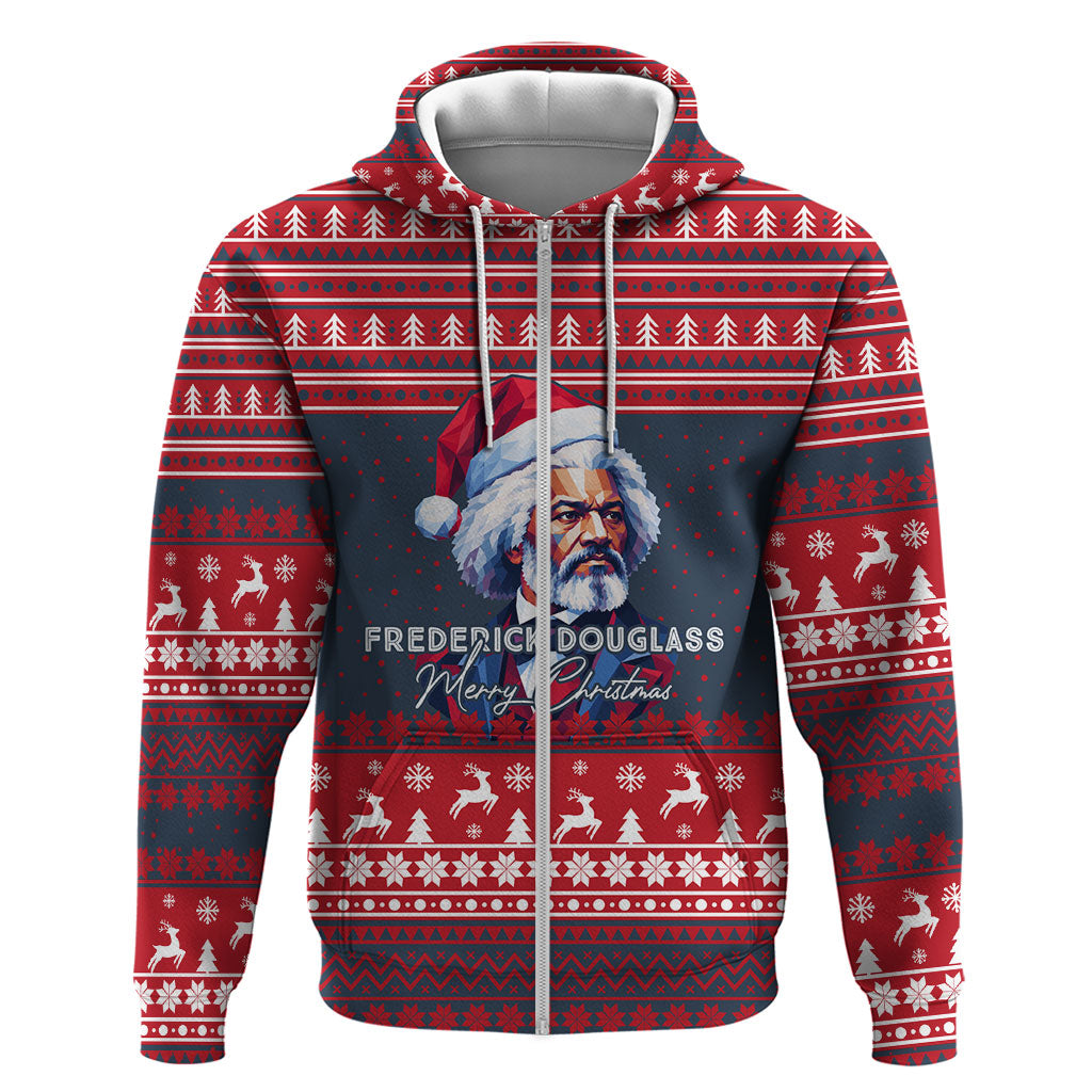 Frederick Douglass Christmas Zip Hoodie Power Concedes Nothing Quote Ugly Sweater Knitted Pattern