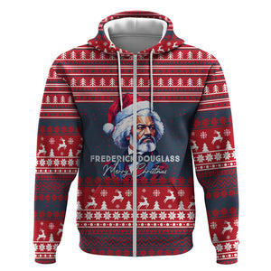 Frederick Douglass Christmas Zip Hoodie Power Concedes Nothing Quote Ugly Sweater Knitted Pattern