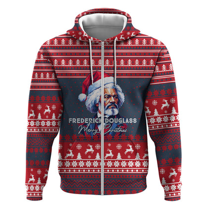 Frederick Douglass Christmas Zip Hoodie Power Concedes Nothing Quote Ugly Sweater Knitted Pattern