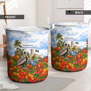 Barbados Independence Day Pelican Laundry Basket Patriotic Tropical Island Scenery And Exotic Flowers