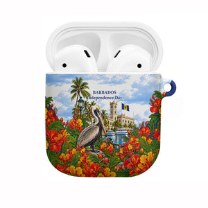 Barbados Independence Day Pelican AirPods Case Patriotic Tropical Island Scenery And Exotic Flowers