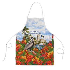 Barbados Independence Day Pelican Apron Patriotic Tropical Island Scenery And Exotic Flowers