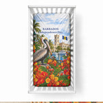 Barbados Independence Day Pelican Baby Bed Cover Patriotic Tropical Island Scenery And Exotic Flowers