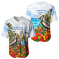 Barbados Independence Day Pelican Baseball Jersey Patriotic Tropical Island Scenery And Exotic Flowers