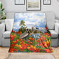 Barbados Independence Day Pelican Blanket Patriotic Tropical Island Scenery And Exotic Flowers