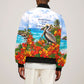 Barbados Independence Day Pelican Bomber Jacket Patriotic Tropical Island Scenery And Exotic Flowers