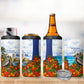 Barbados Independence Day Pelican 4 in 1 Can Cooler Tumbler Patriotic Tropical Island Scenery And Exotic Flowers