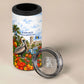 Barbados Independence Day Pelican 4 in 1 Can Cooler Tumbler Patriotic Tropical Island Scenery And Exotic Flowers
