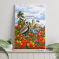 Barbados Independence Day Pelican Canvas Wall Art Patriotic Tropical Island Scenery And Exotic Flowers