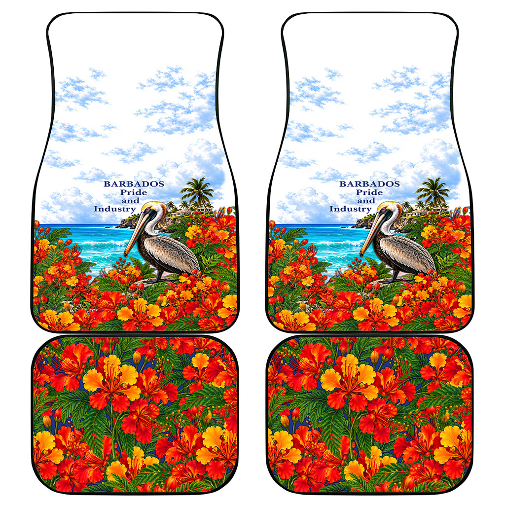 Barbados Independence Day Pelican Car Mats Patriotic Tropical Island Scenery And Exotic Flowers