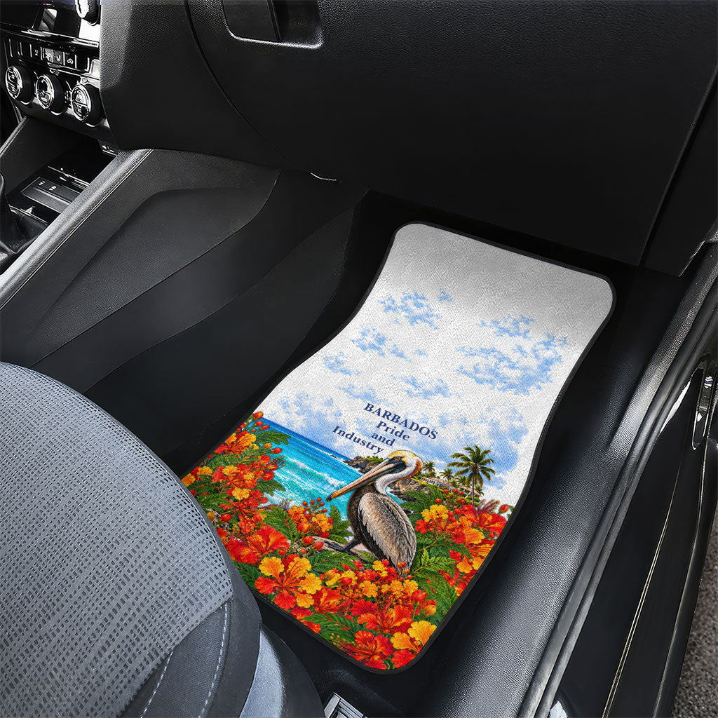Barbados Independence Day Pelican Car Mats Patriotic Tropical Island Scenery And Exotic Flowers