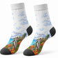 Barbados Independence Day Pelican Crew Socks Patriotic Tropical Island Scenery And Exotic Flowers