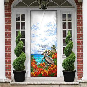 Barbados Independence Day Pelican Door Cover Patriotic Tropical Island Scenery And Exotic Flowers